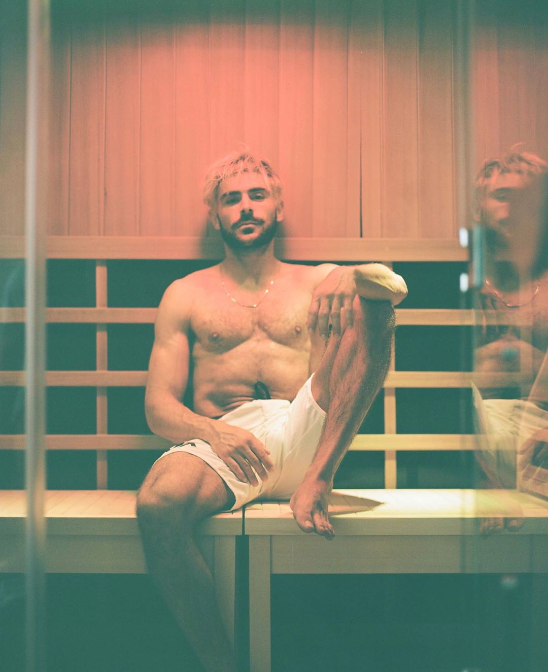 zac efron in sauna instagram photo