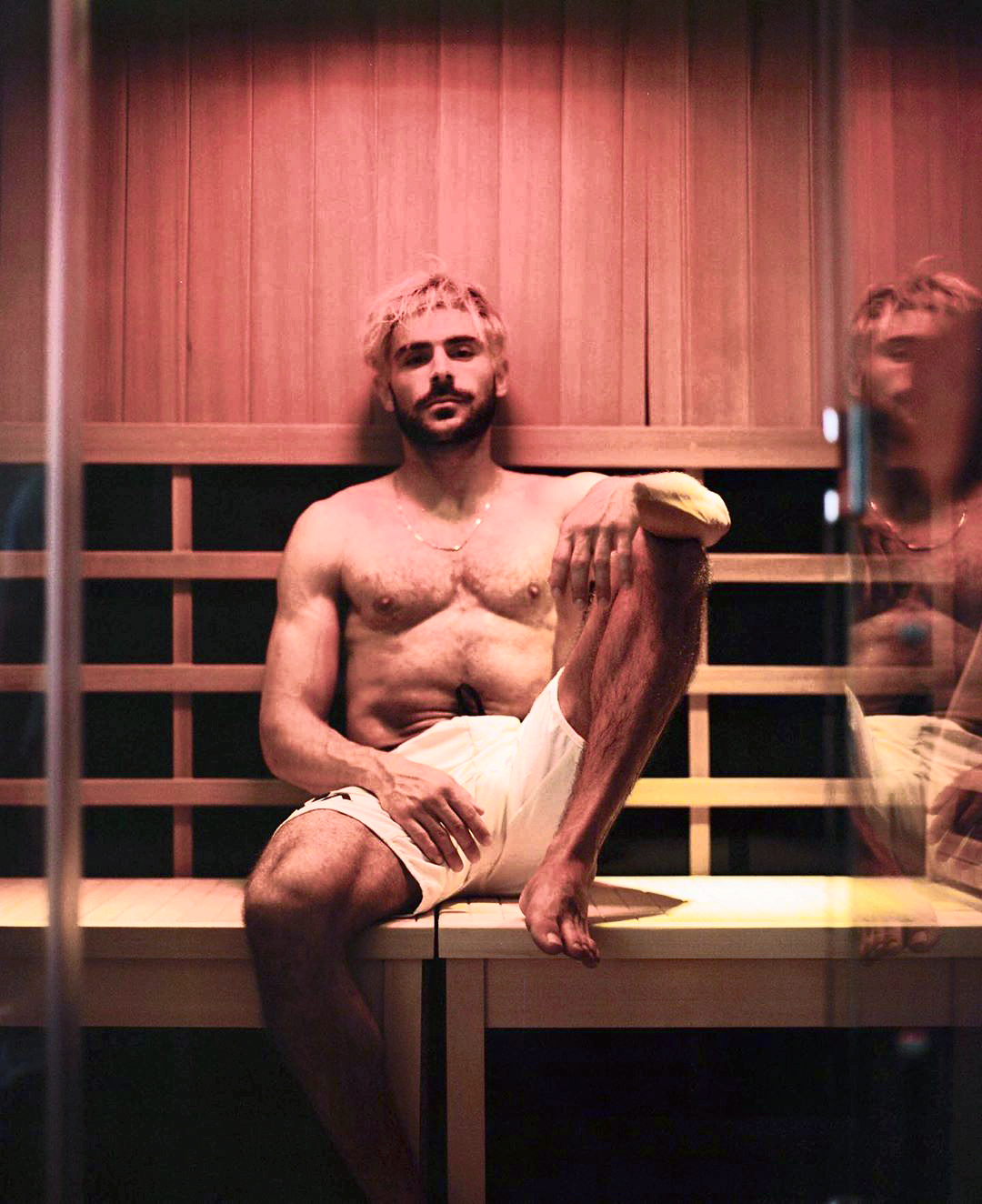 zac efron in sauna instagram photo